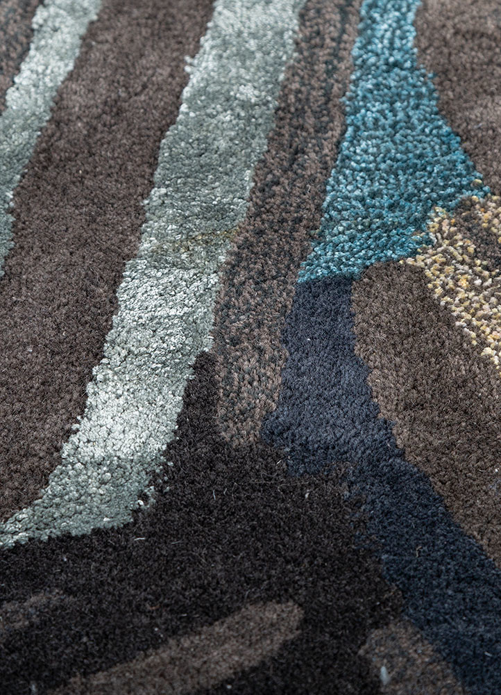 genesis grey and black wool and viscose hand tufted Rug - CloseUp