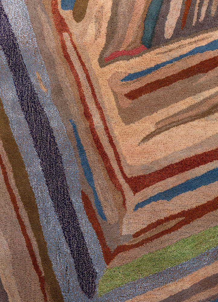 genesis red and orange wool and viscose hand tufted Rug - CloseUp