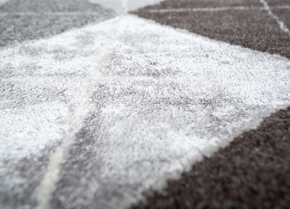 caliedo beige and brown wool and viscose hand tufted Rug - CloseUp