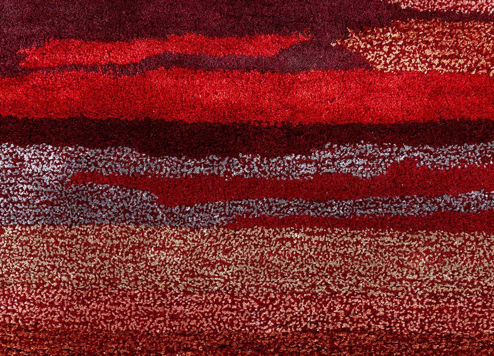 acar red and orange wool and viscose hand tufted Rug - CloseUp