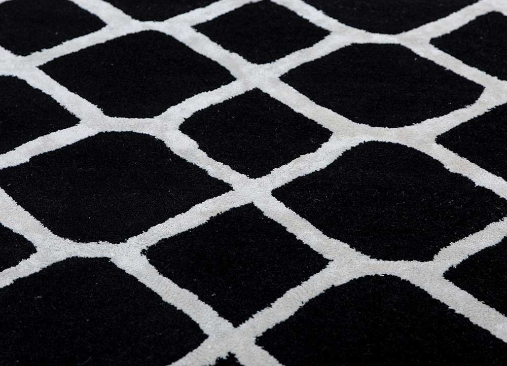 contour grey and black wool and viscose hand tufted Rug - CloseUp