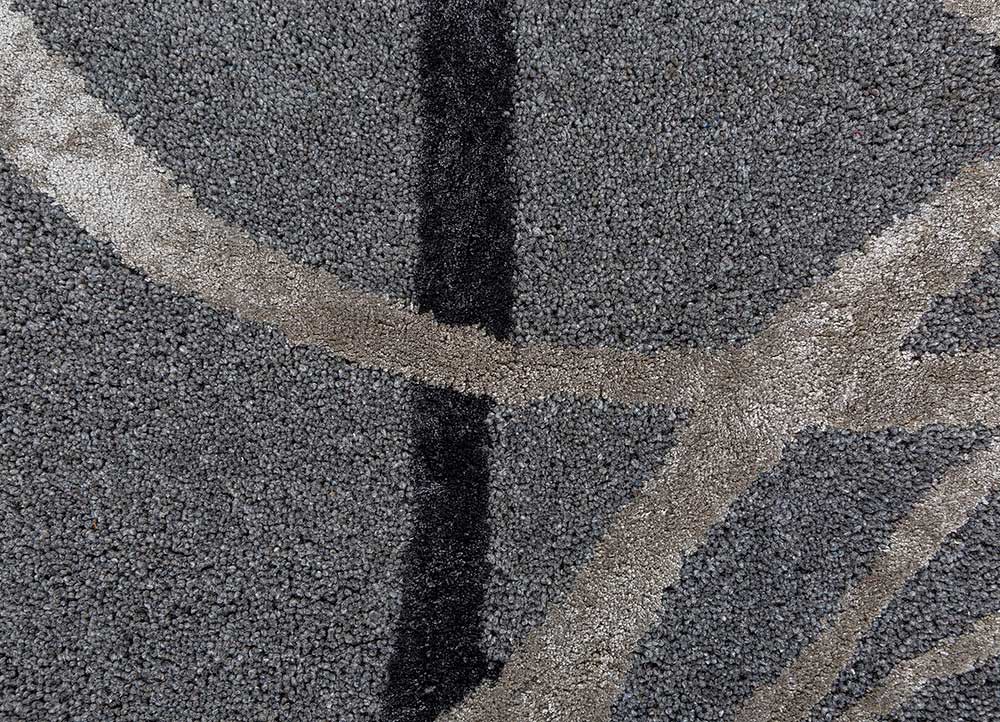 acar grey and black wool and viscose hand tufted Rug - CloseUp acar grey and black wool and viscose hand tufted Rug - CloseUp