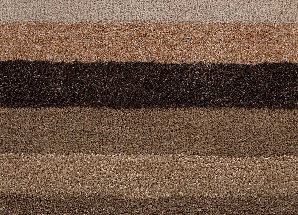 acar beige and brown wool and viscose hand tufted Rug - CloseUp
