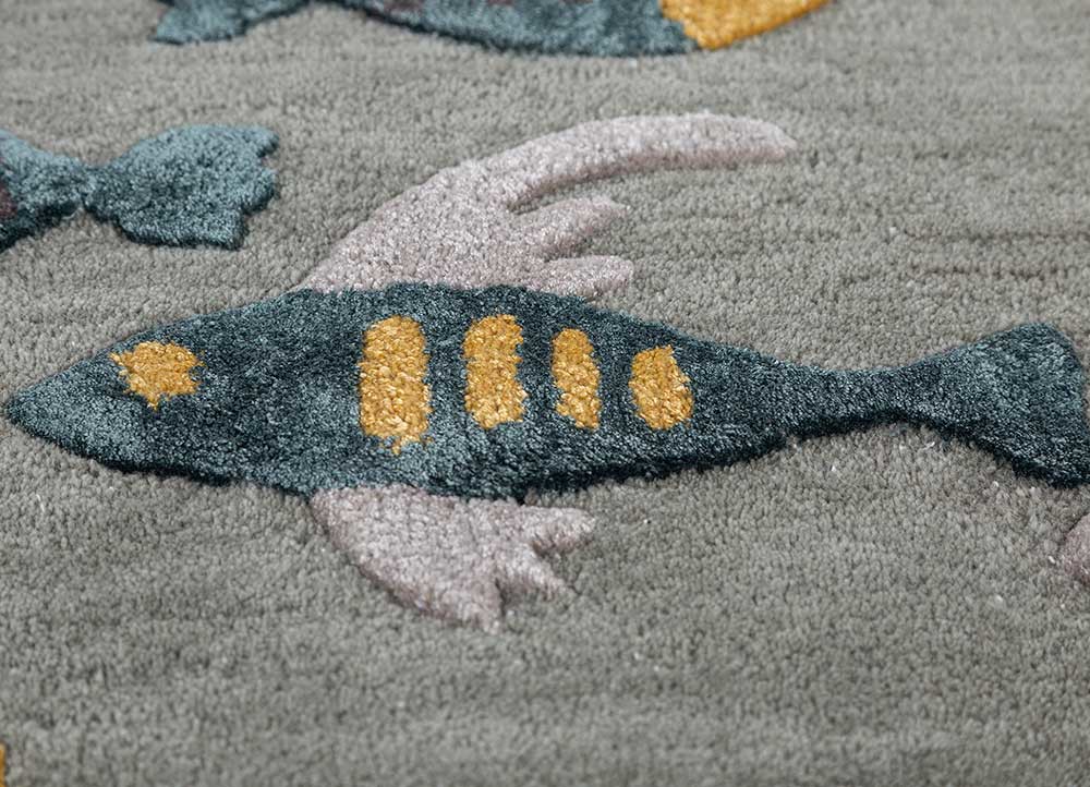 confetti blue wool and viscose hand tufted Rug - CloseUp confetti blue wool and viscose hand tufted Rug - CloseUp