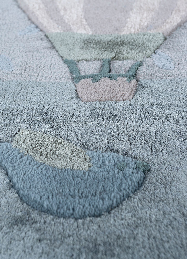 confetti blue wool and viscose hand tufted Rug - CloseUp