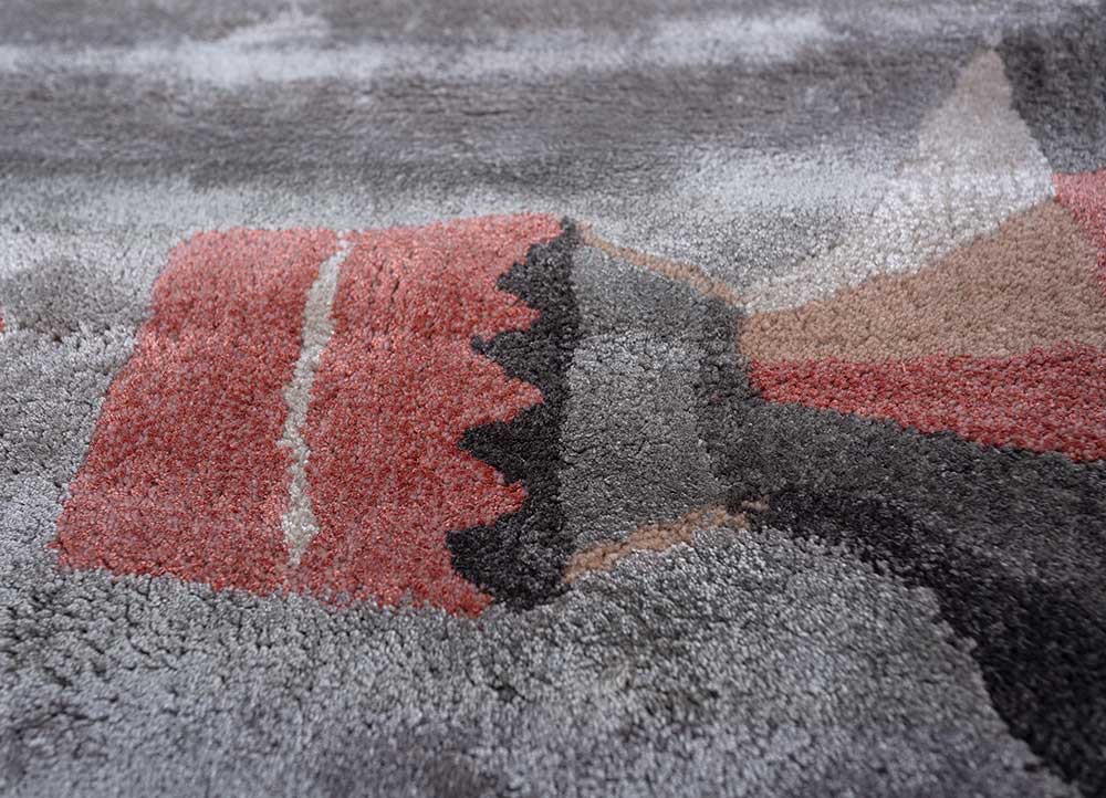 confetti grey and black wool and viscose hand tufted Rug - CloseUp