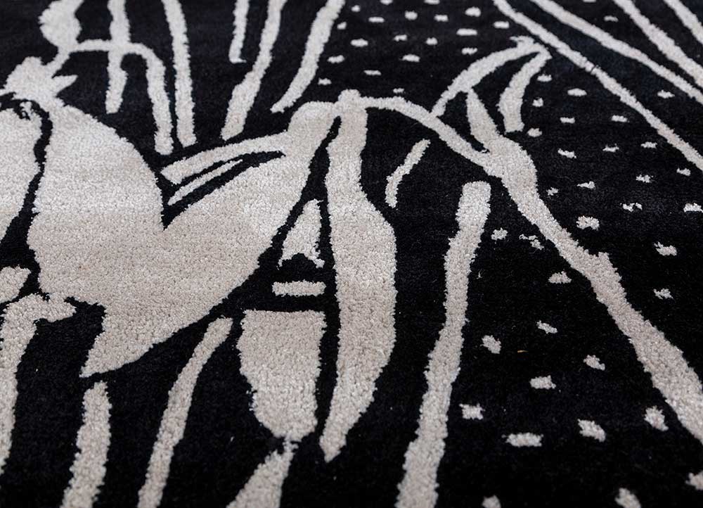 hacienda grey and black wool and viscose hand tufted Rug - CloseUp hacienda grey and black wool and viscose hand tufted Rug - CloseUp