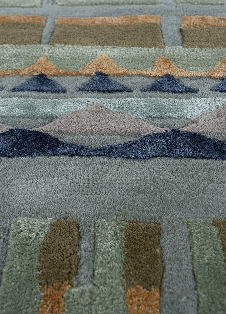 confetti blue wool and viscose hand tufted Rug - CloseUp