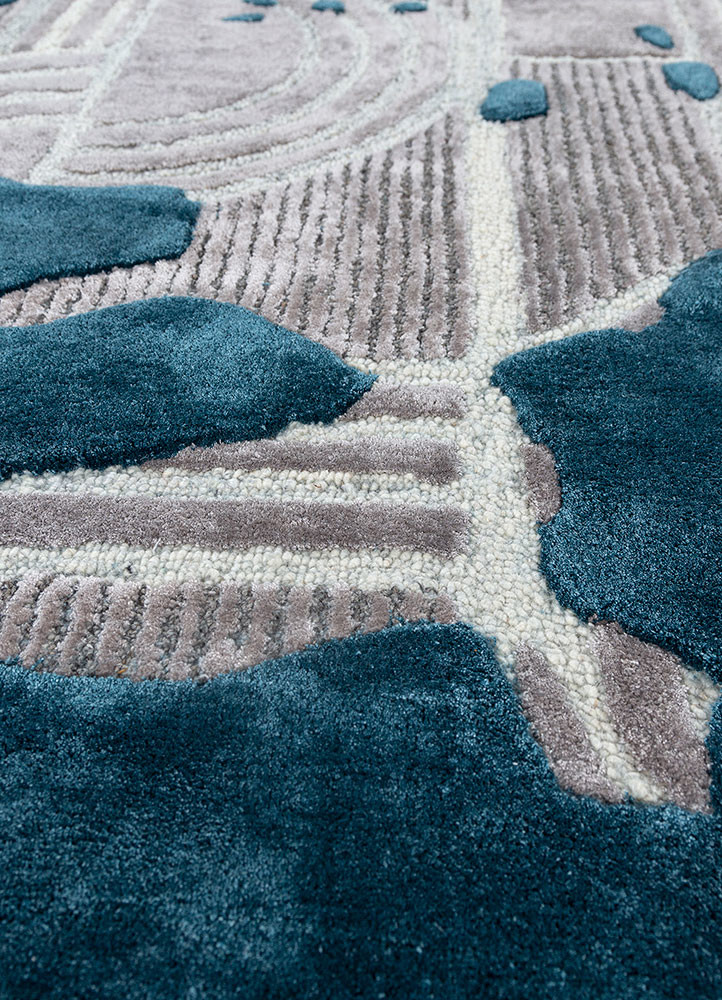 adrift blue wool and viscose hand tufted Rug - CloseUp adrift blue wool and viscose hand tufted Rug - CloseUp