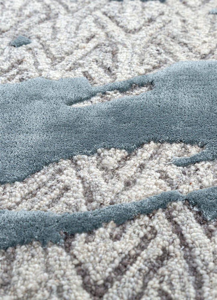 pathways blue wool and viscose hand tufted Rug - CloseUp pathways blue wool and viscose hand tufted Rug - CloseUp
