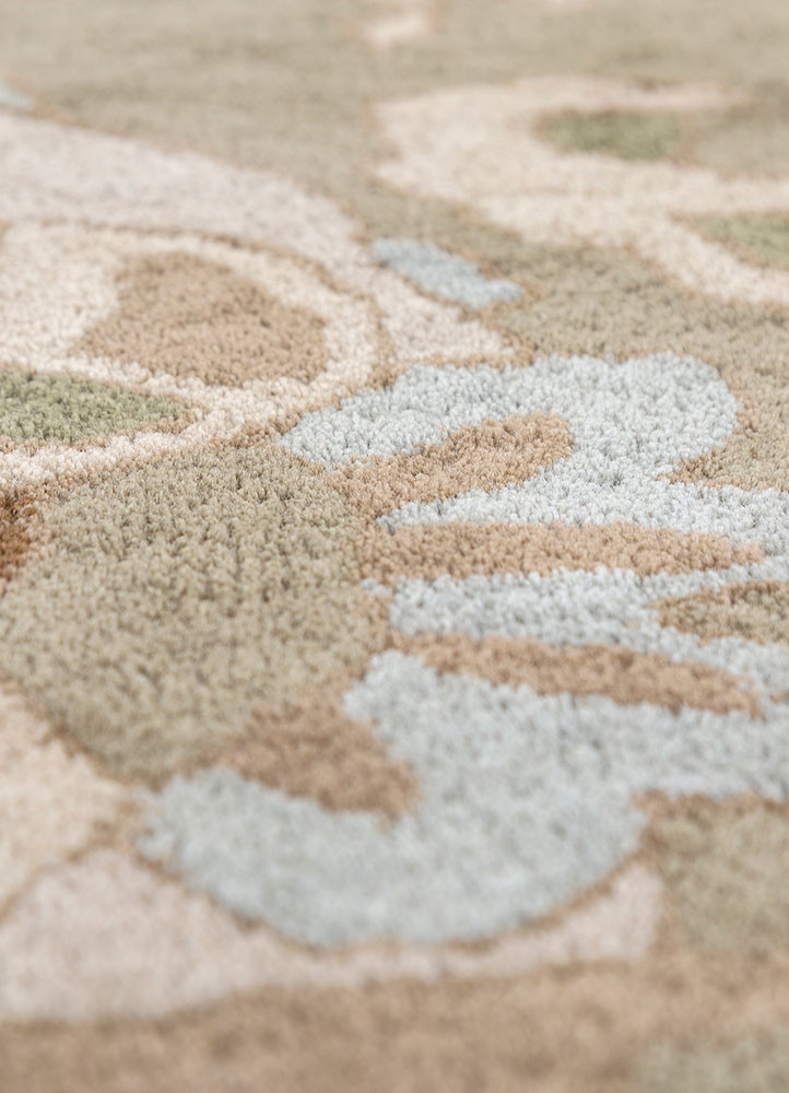 hacienda green wool hand tufted Rug - CloseUp