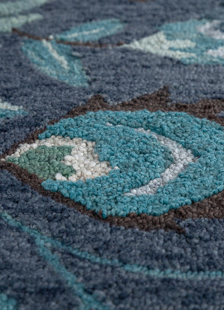 hacienda blue polyester hand tufted Rug - CloseUp
