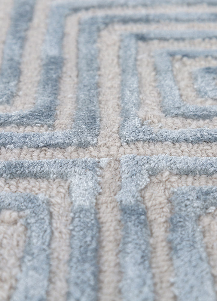 cera blue wool and viscose hand tufted Rug - CloseUp cera blue wool and viscose hand tufted Rug - CloseUp