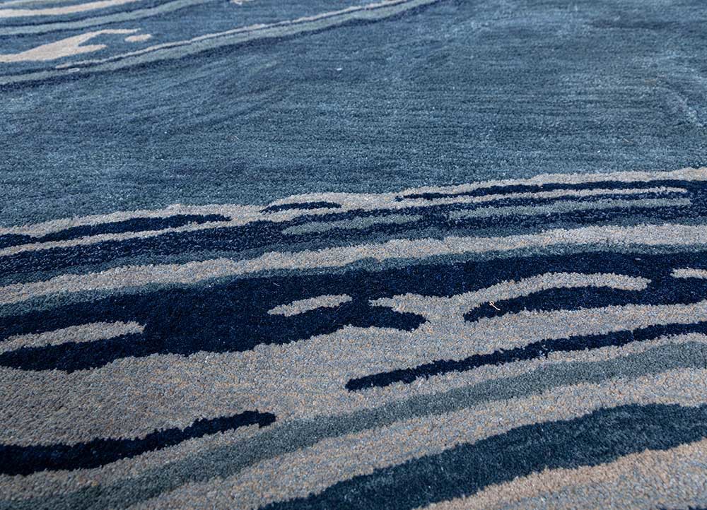 genesis blue wool and viscose hand tufted Rug - CloseUp