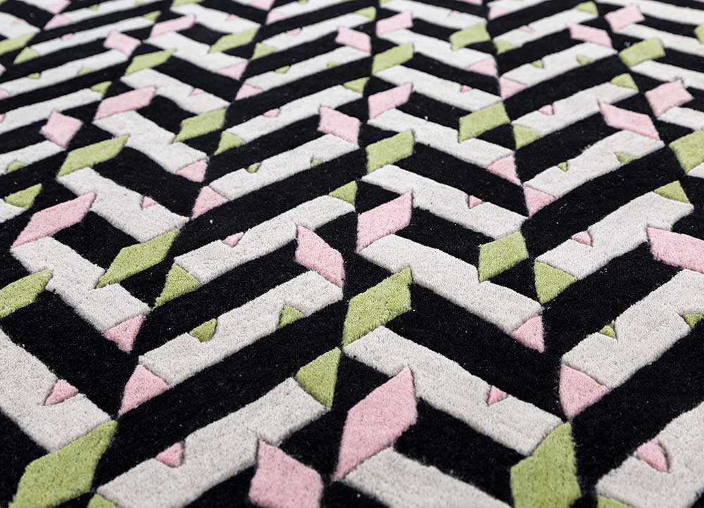 adrift grey and black wool hand tufted Rug - CloseUp
