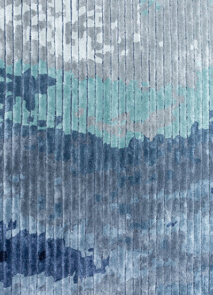 white noise blue wool and viscose hand tufted Rug - CloseUp white noise blue wool and viscose hand tufted Rug - CloseUp