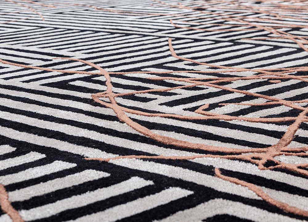 adrift grey and black wool and viscose hand tufted Rug - CloseUp