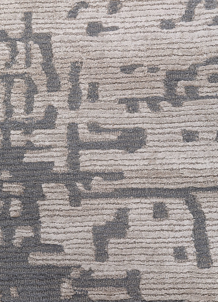 white noise blue wool and viscose hand tufted Rug - CloseUp
