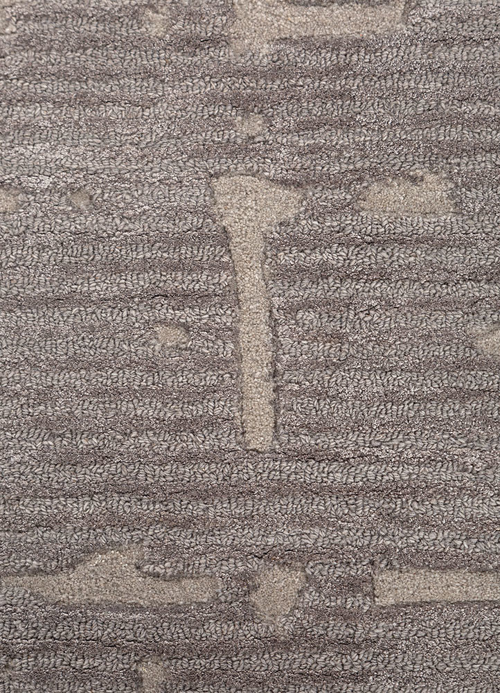 white noise grey and black wool and viscose hand tufted Rug - CloseUp