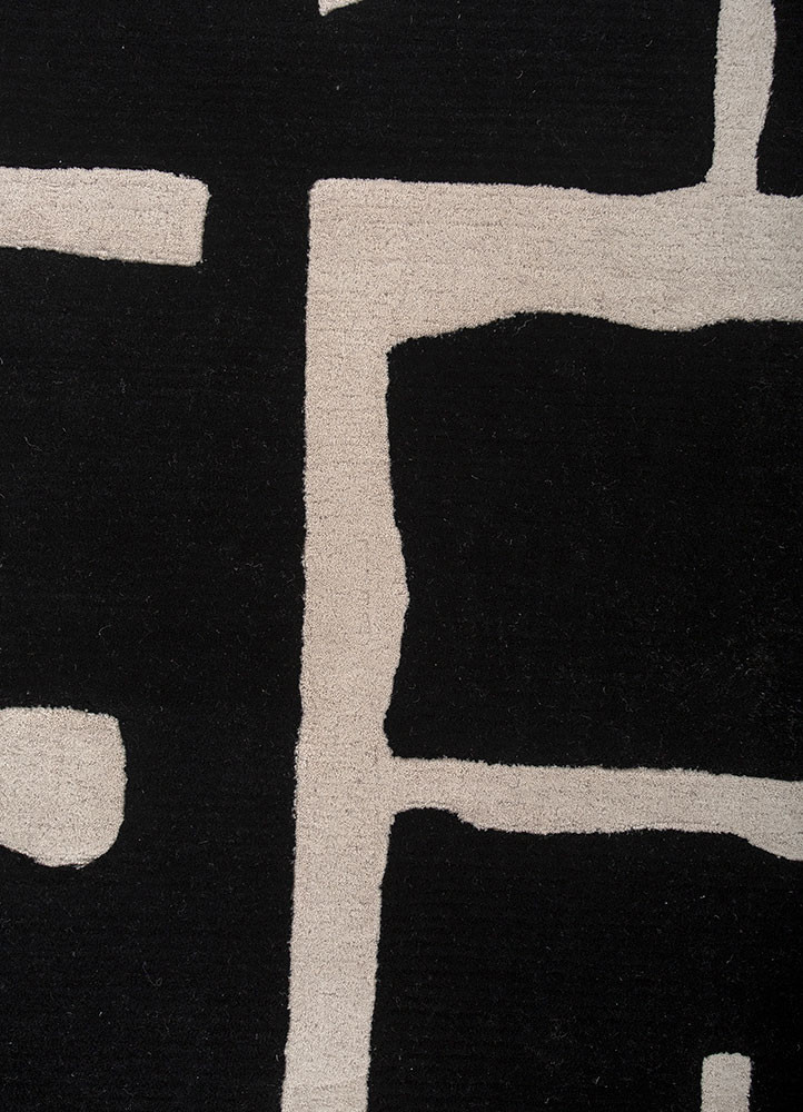 adrift grey and black wool hand tufted Rug - CloseUp