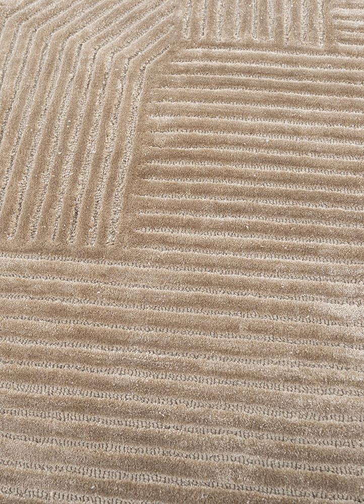 cera beige and brown wool and viscose hand tufted Rug - CloseUp cera beige and brown wool and viscose hand tufted Rug - CloseUp
