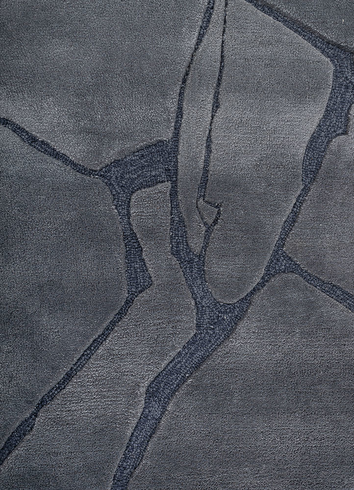 genesis blue wool and viscose hand tufted Rug - CloseUp