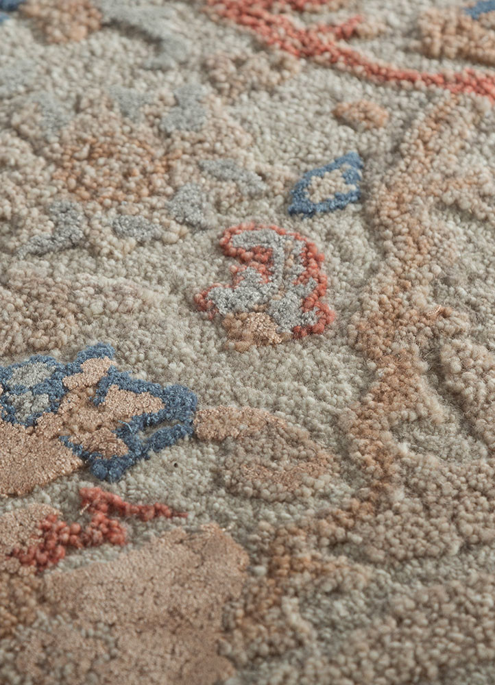 mythos red and orange wool and viscose hand tufted Rug - CloseUp