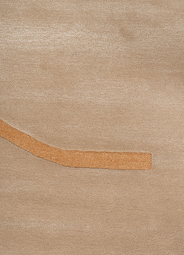 linear beige and brown wool and viscose hand tufted Rug - CloseUp linear beige and brown wool and viscose hand tufted Rug - CloseUp