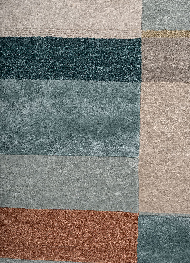 caliedo beige and brown wool and viscose hand tufted Rug - CloseUp