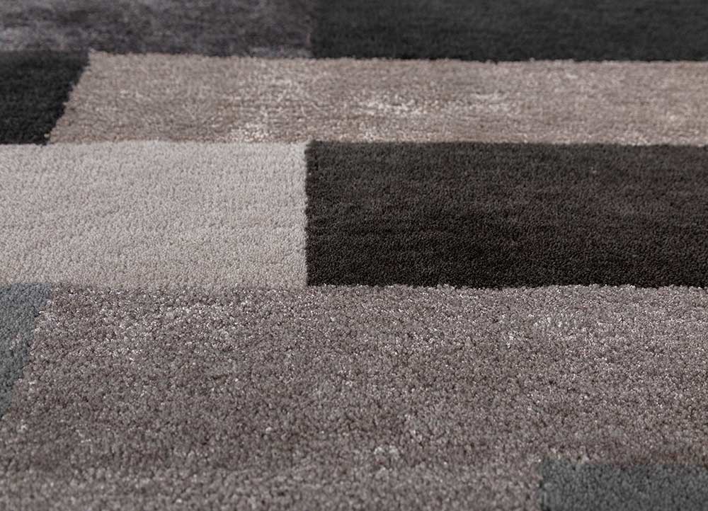 acar grey and black wool and viscose hand tufted Rug - CloseUp