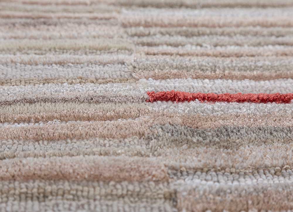 acar ivory wool and viscose hand tufted Rug - CloseUp