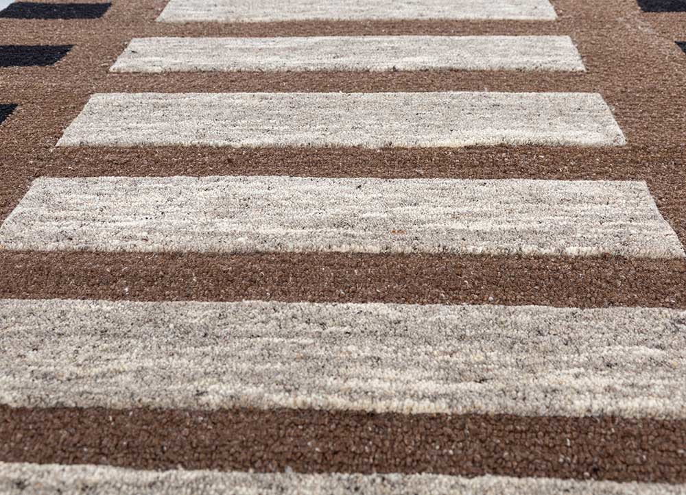 acar beige and brown wool and viscose hand tufted Rug - CloseUp