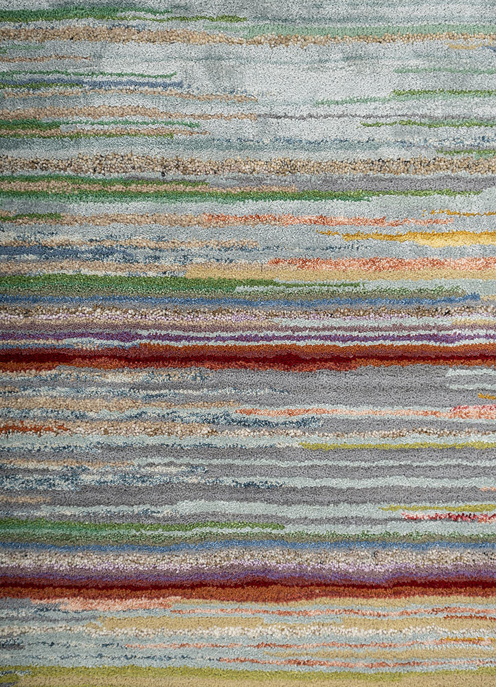 acar blue wool and viscose hand tufted Rug - CloseUp