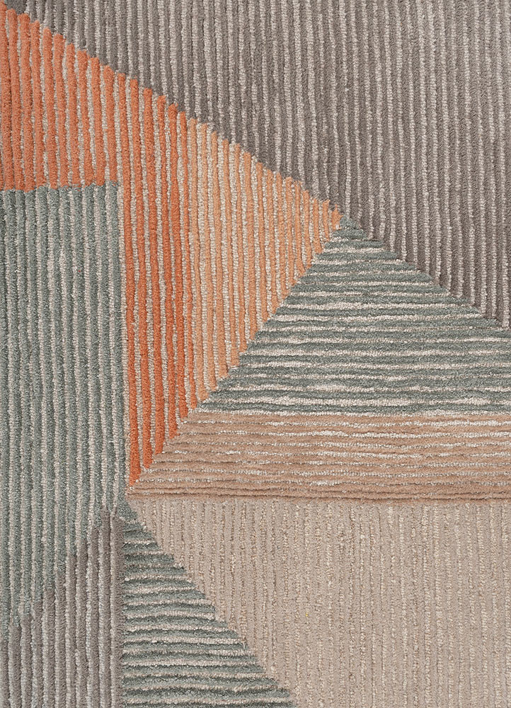 linear ivory wool hand tufted Rug - CloseUp linear ivory wool hand tufted Rug - CloseUp