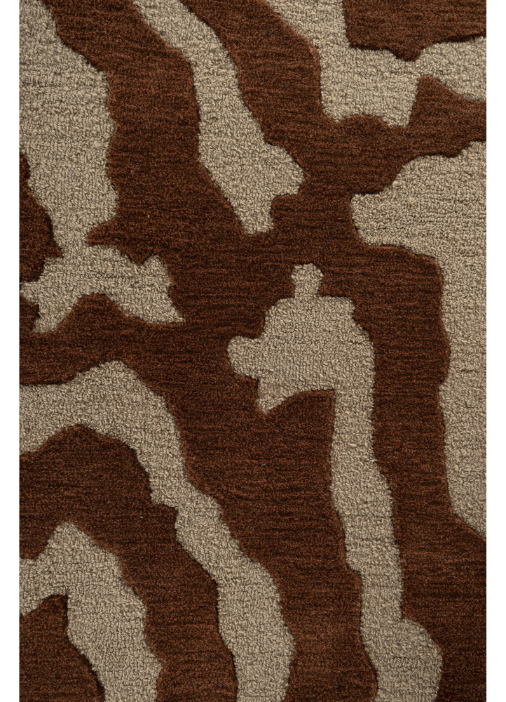 linear ivory wool and viscose hand tufted Rug - CloseUp