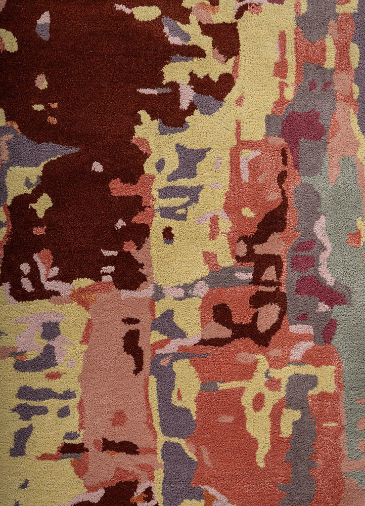 white noise pink and purple wool hand tufted Rug - CloseUp white noise pink and purple wool hand tufted Rug - CloseUp