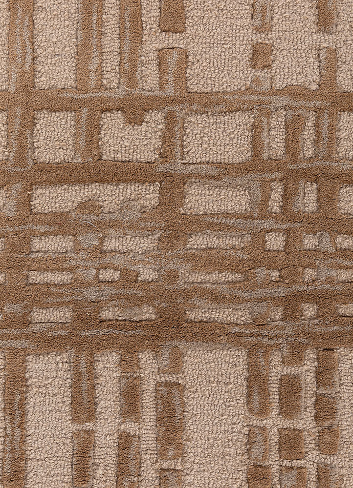 pathways beige and brown wool hand tufted Rug - CloseUp pathways beige and brown wool hand tufted Rug - CloseUp