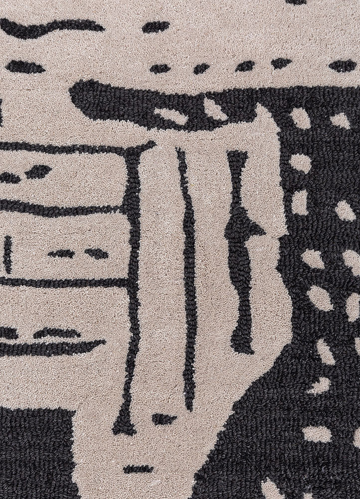 pathways grey and black wool hand tufted Rug - CloseUp pathways grey and black wool hand tufted Rug - CloseUp