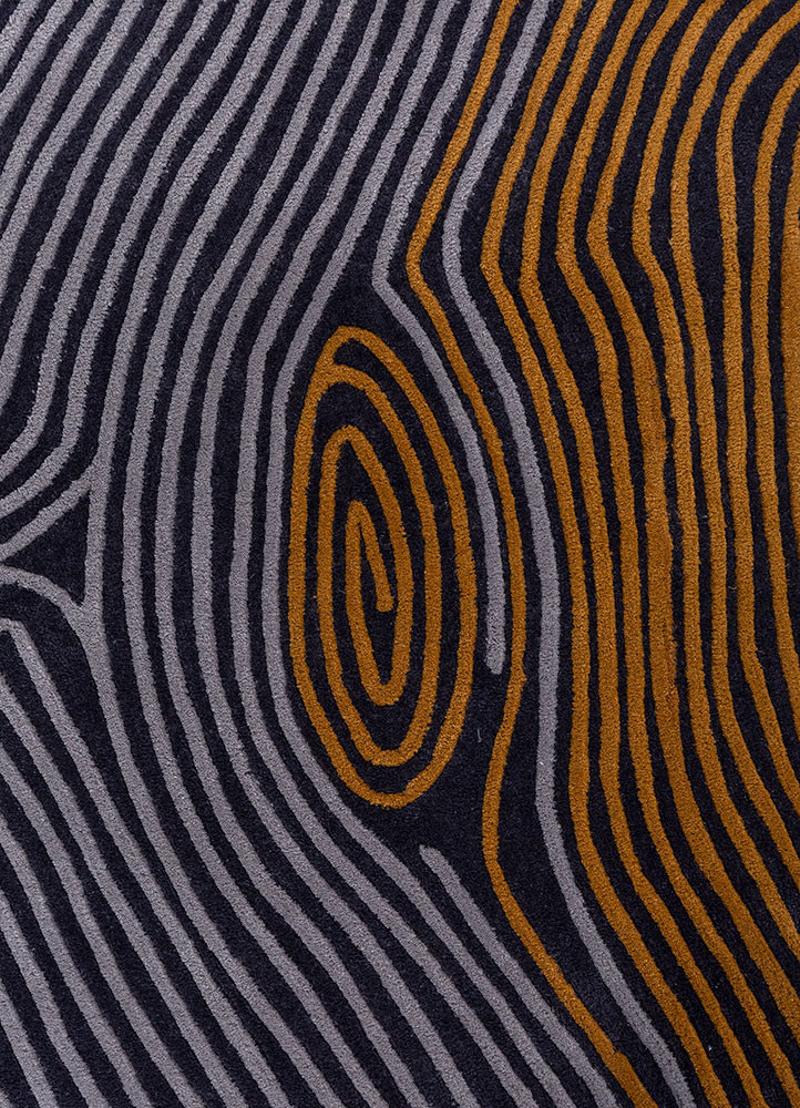 linear blue wool hand tufted Rug - CloseUp linear blue wool hand tufted Rug - CloseUp