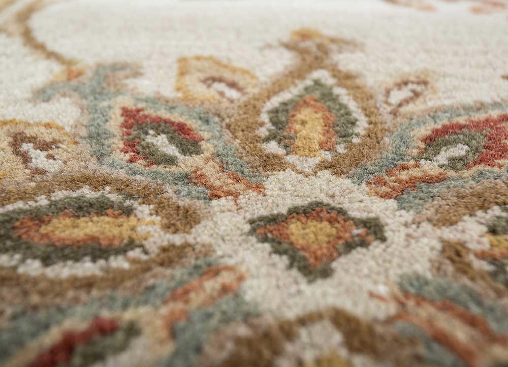 kasbah green wool hand tufted Rug - CloseUp