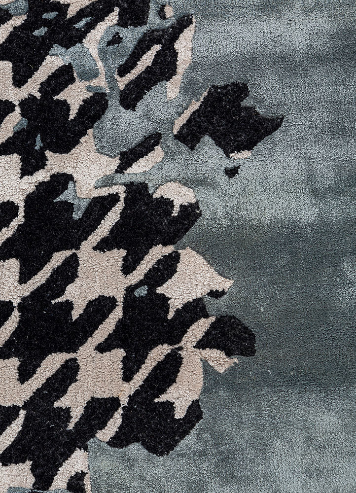adrift blue wool and viscose hand tufted Rug - CloseUp