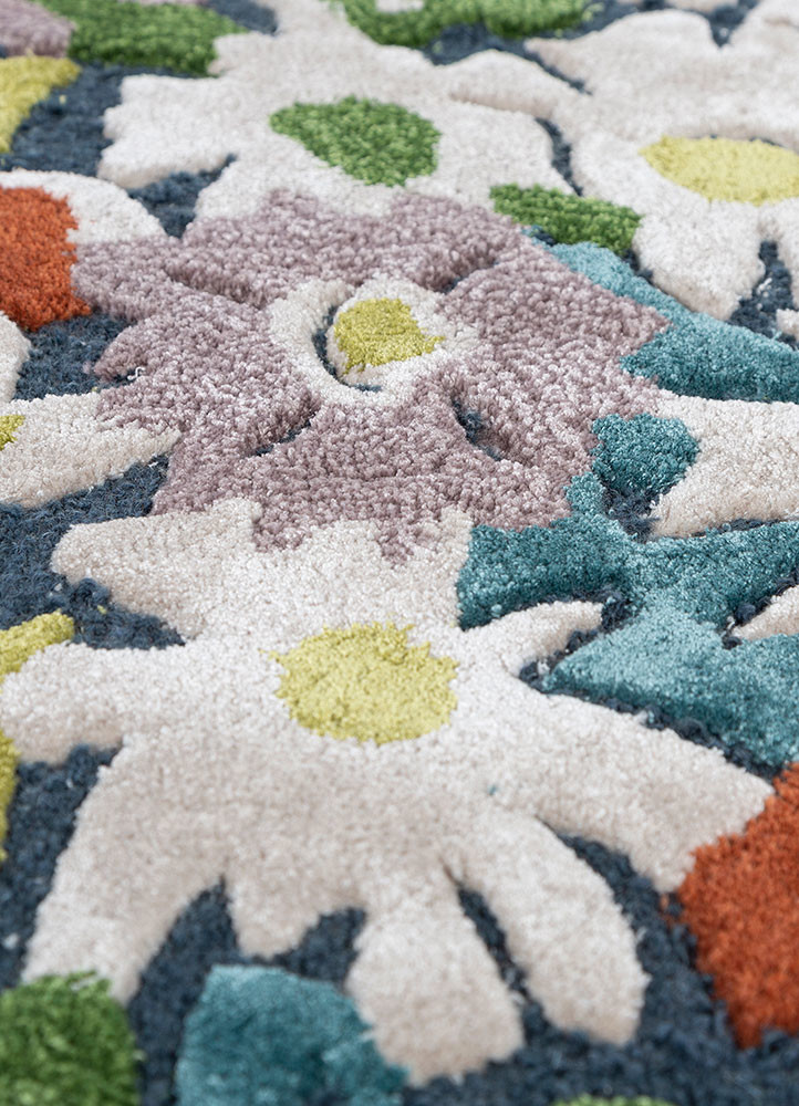 hacienda blue wool and viscose hand tufted Rug - CloseUp