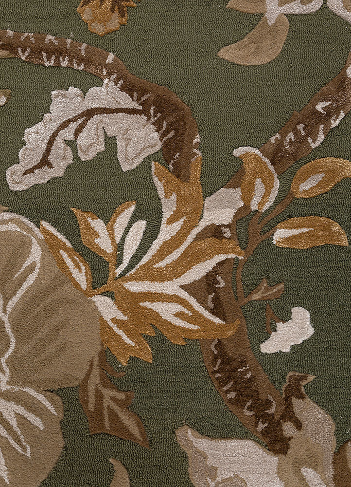 bodhi green wool and viscose hand tufted Rug - CloseUp