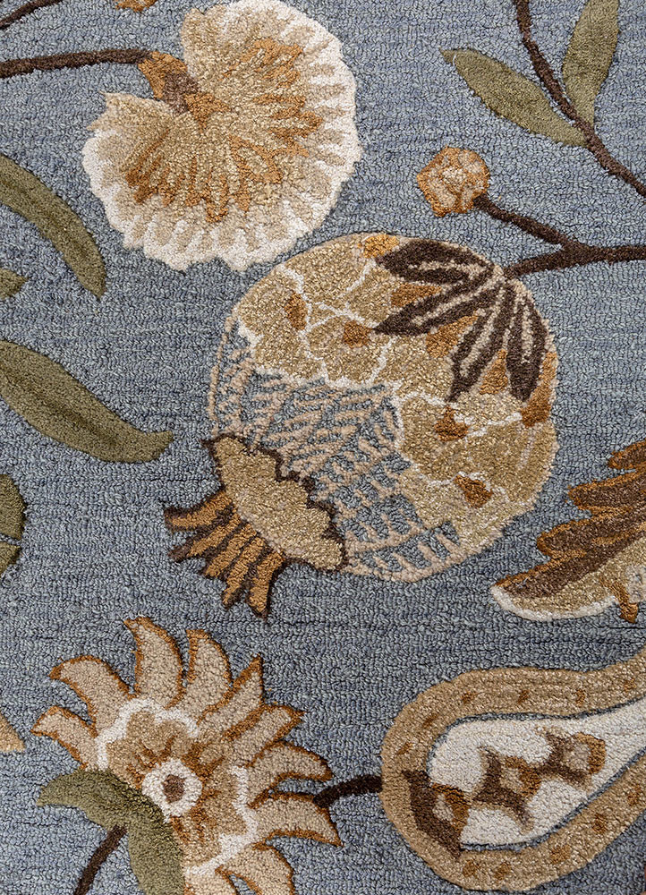 hacienda blue wool and viscose hand tufted Rug - CloseUp