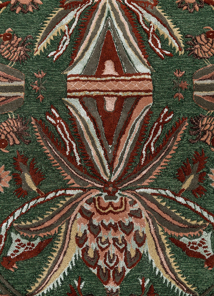 bodhi green wool and viscose hand tufted Rug - CloseUp