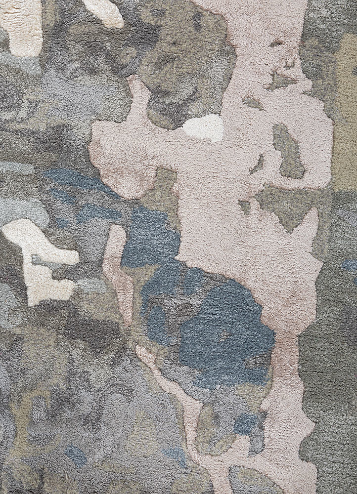 white noise blue wool and viscose hand tufted Rug - CloseUp