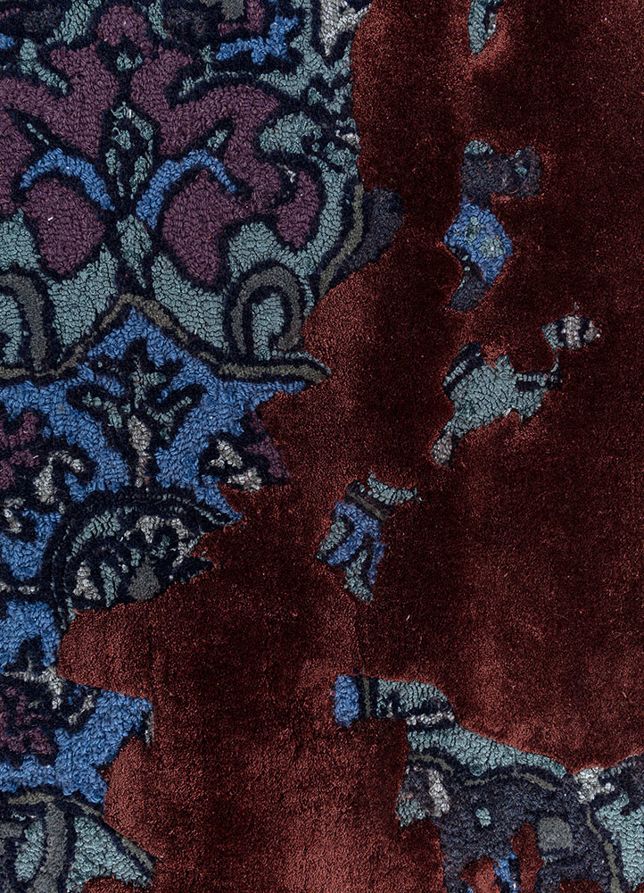 mythos red and orange wool and viscose hand tufted Rug - CloseUp