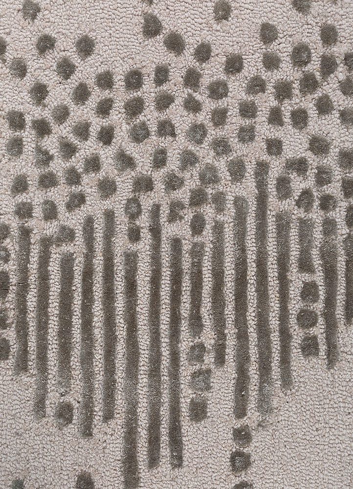 white noise ivory wool and viscose hand tufted Rug - CloseUp