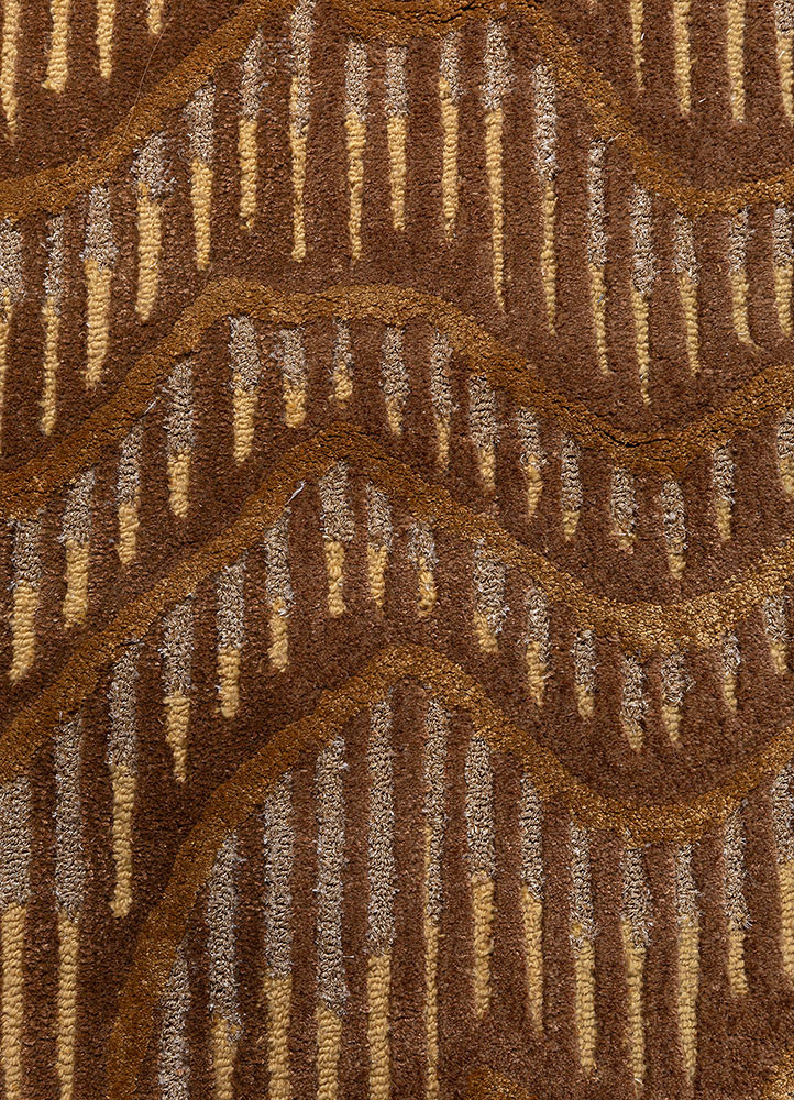 white noise red and orange wool and viscose hand tufted Rug - CloseUp