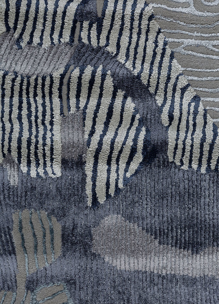 white noise blue wool and viscose hand tufted Rug - CloseUp white noise blue wool and viscose hand tufted Rug - CloseUp